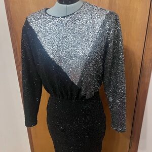 Elegant Black and Silver Sequin Express Dress